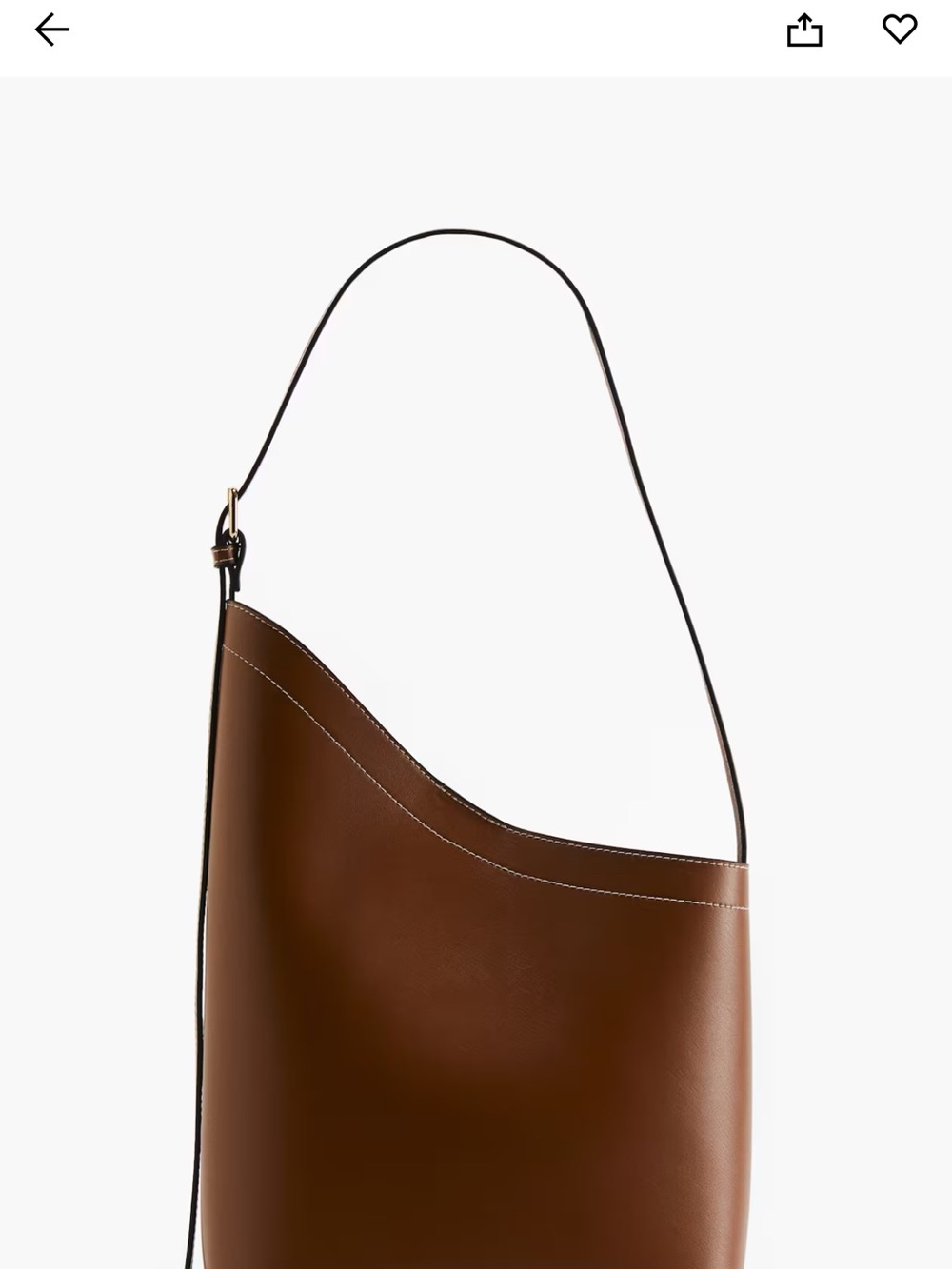 H&M Brown Curved Leather Shoulder Bag